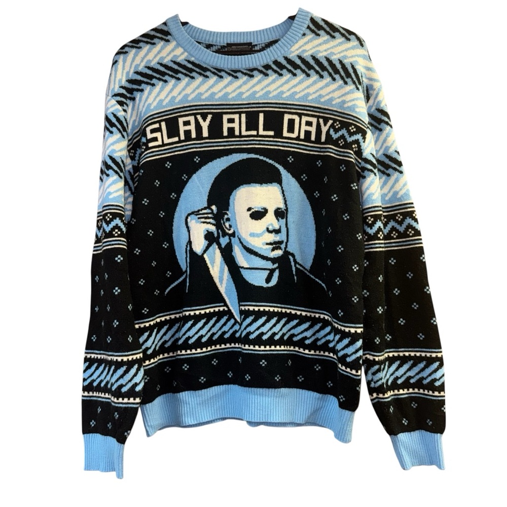 Michael Myers John Carpenter’s Halloween Christmas Holiday Blue Black Sweater